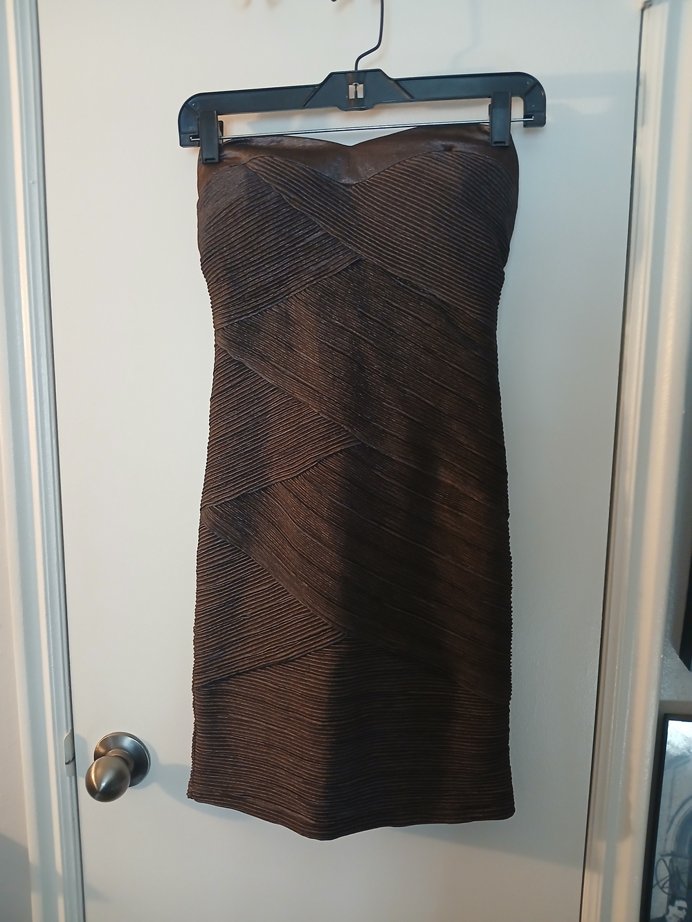 Strapless Textured Bodycon Dress - Brown